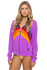 MOUNTAIN STITCH CHEVRON 4 ZIP HOODIE - NEON PURPLE