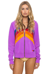 MOUNTAIN STITCH CHEVRON 4 ZIP HOODIE - NEON PURPLE