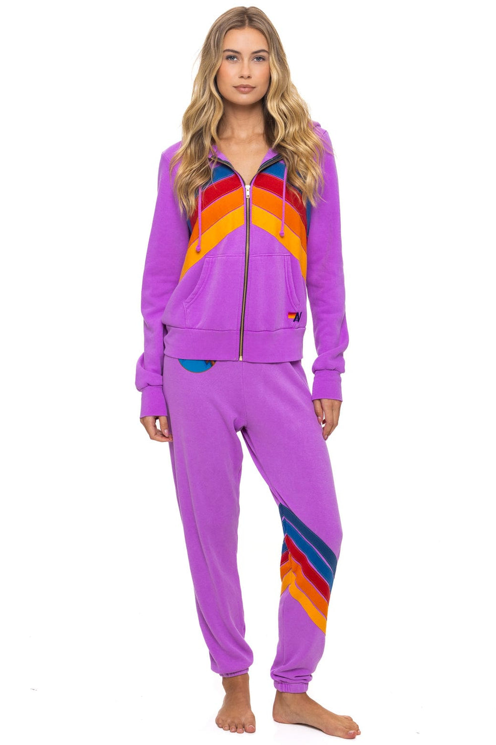 MOUNTAIN STITCH CHEVRON 4 ZIP HOODIE - NEON PURPLE