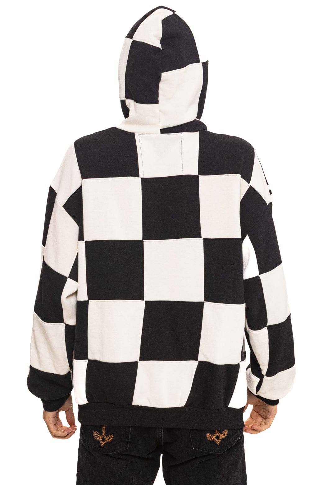 CHECK QUILT RELAXED PULLOVER HOODIE - VINTAGE WHITE // BLACK