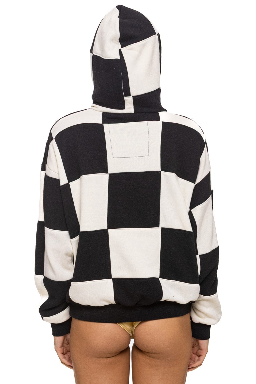 CHECK QUILT RELAXED PULLOVER HOODIE - VINTAGE WHITE // BLACK