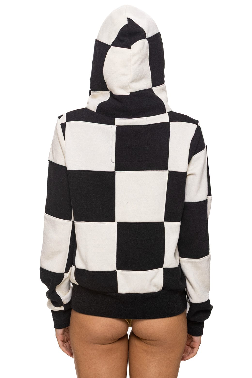 CHECK QUILT ZIP HOODIE - VINTAGE WHITE // BLACK