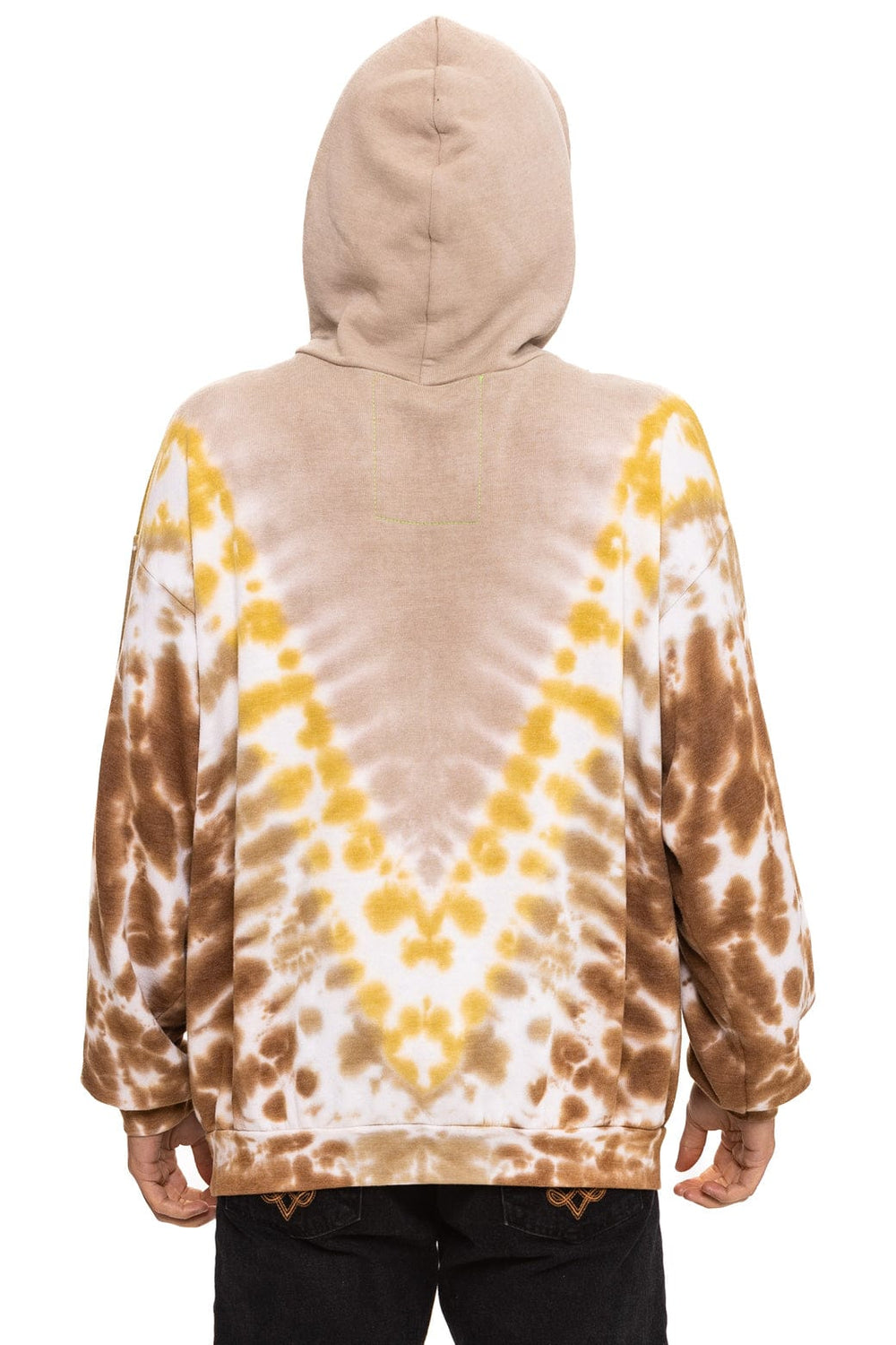 HAND DYED V RELAXED PULLOVER HOODIE - TIE DYE SAND // CINNAMON