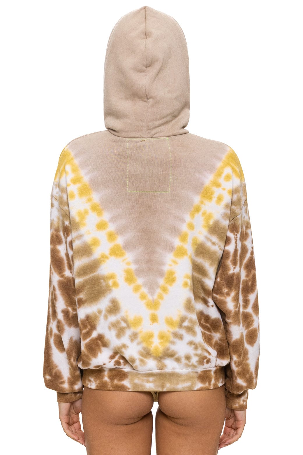 HAND DYED V RELAXED PULLOVER HOODIE - TIE DYE SAND // CINNAMON
