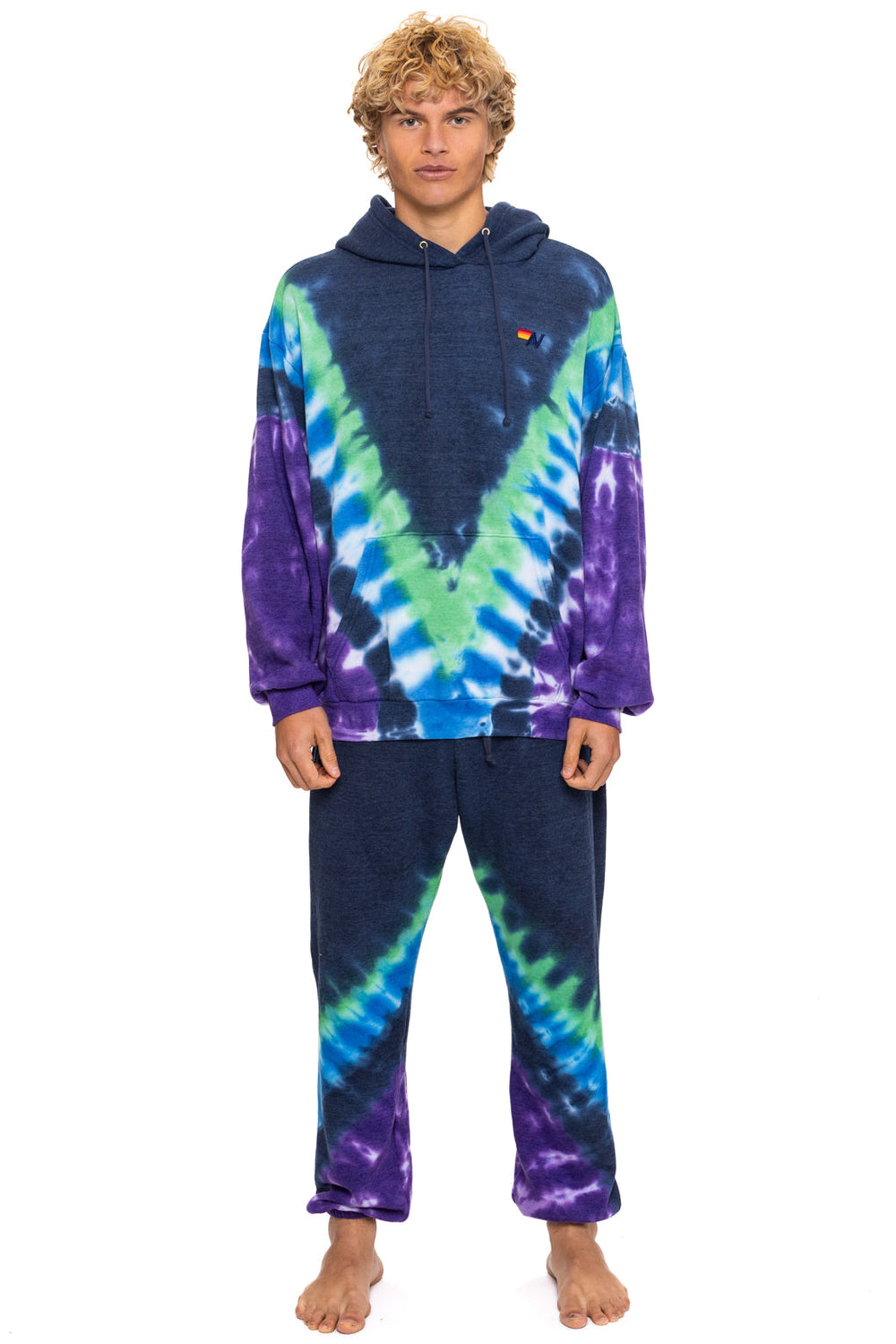 HAND DYED V SWEATPANTS - TIE DYE MIDNIGHT // PURPLE