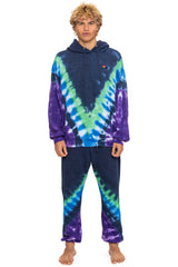 HAND DYED V SWEATPANTS - TIE DYE MIDNIGHT // PURPLE