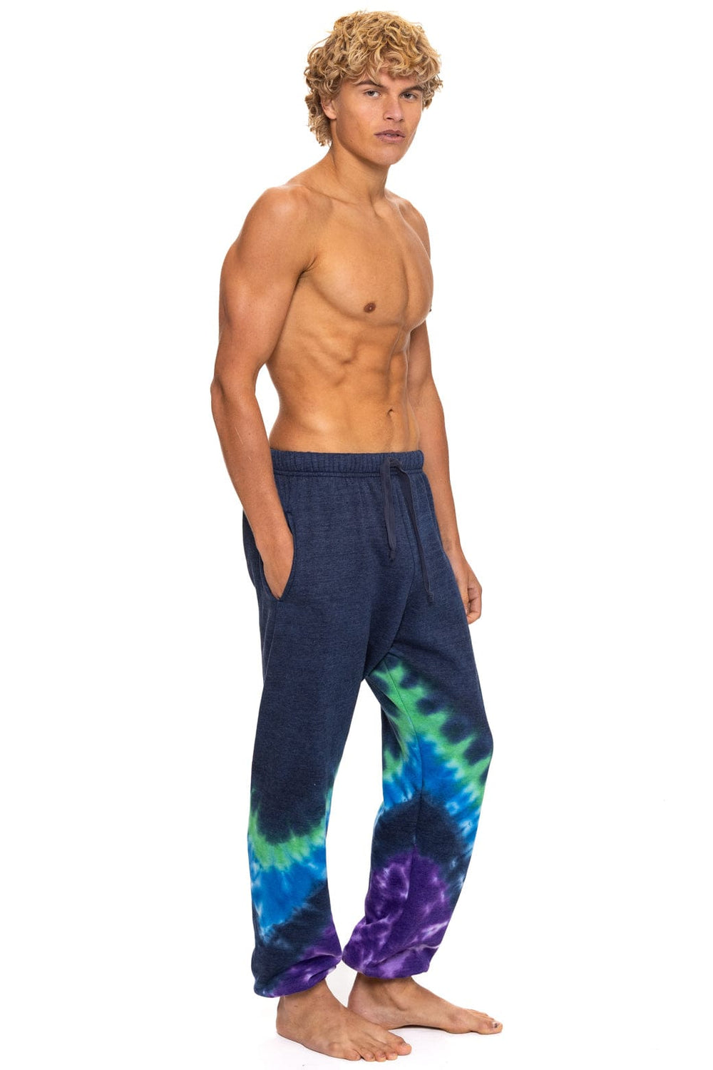 HAND DYED V SWEATPANTS - TIE DYE MIDNIGHT // PURPLE