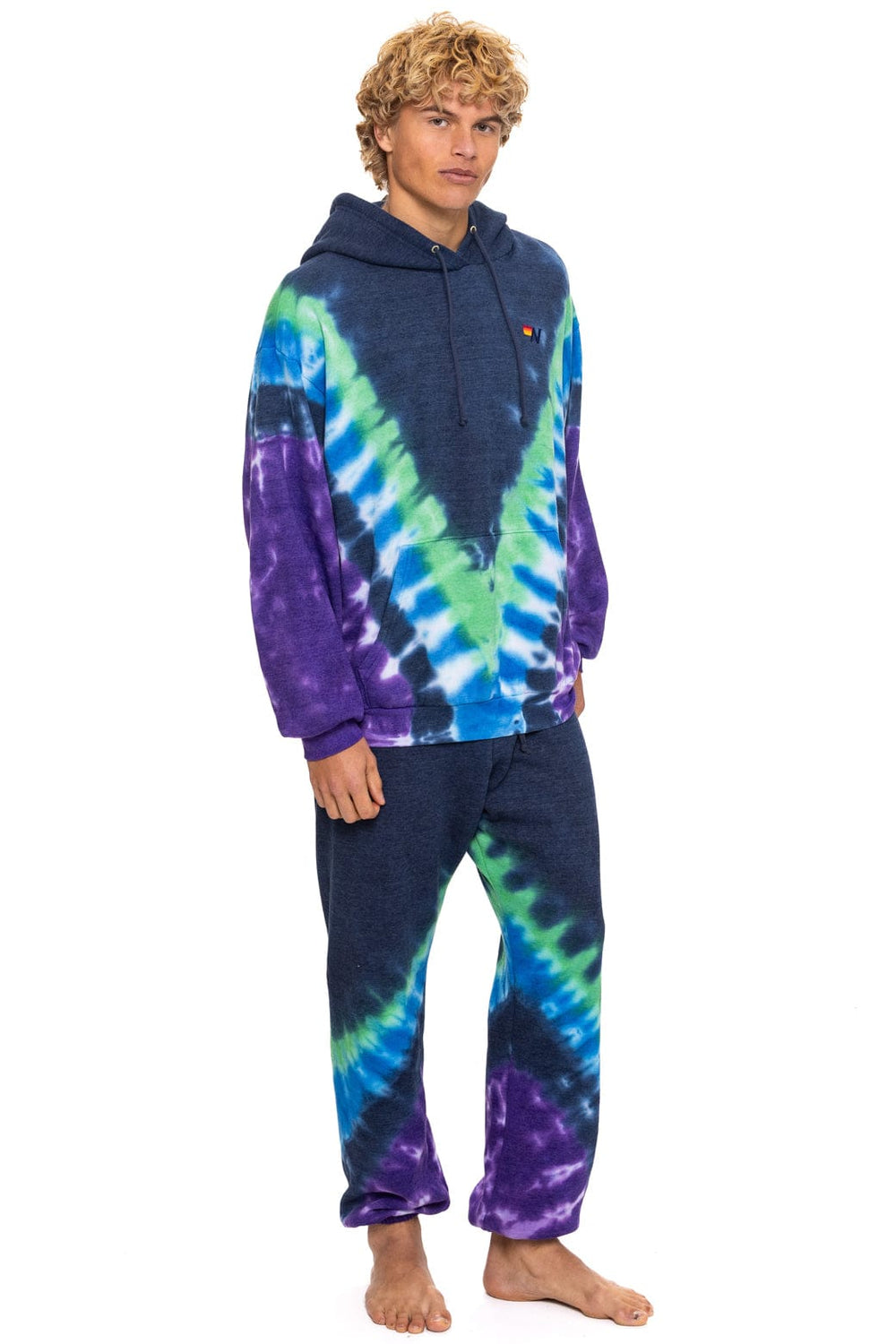 HAND DYED V SWEATPANTS - TIE DYE MIDNIGHT // PURPLE
