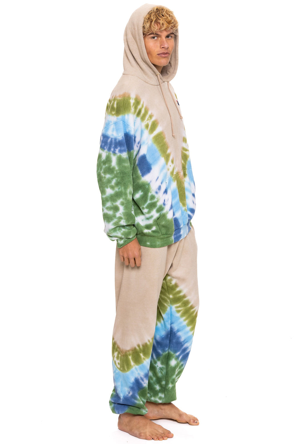 HAND DYED V SWEATPANTS - TIE DYE SAND // BLUE GREEN