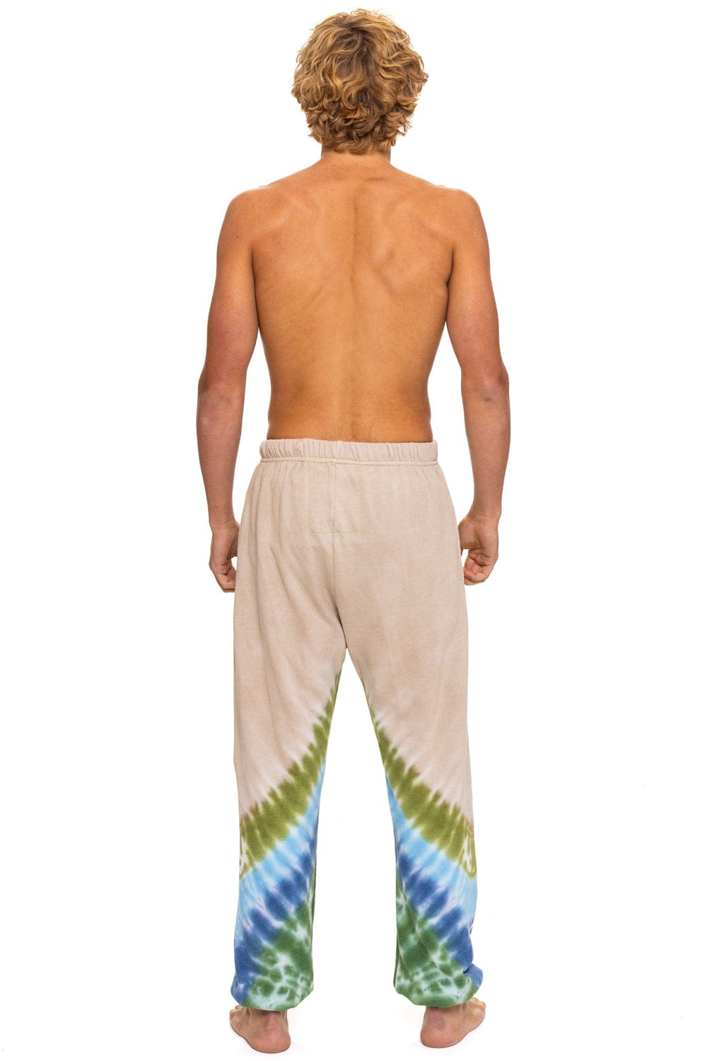 HAND DYED V SWEATPANTS - TIE DYE SAND // BLUE GREEN