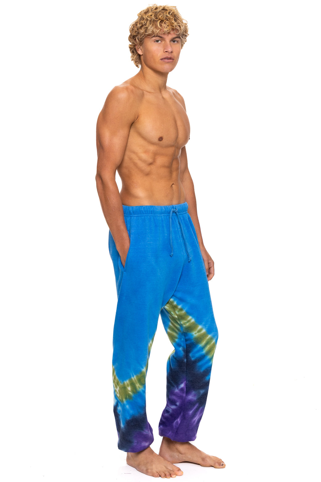 HAND DYED V SWEATPANTS - TIE DYE OCEAN // PURPLE