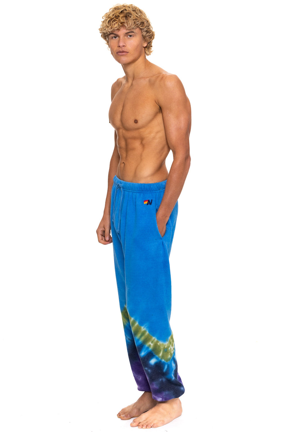 HAND DYED V SWEATPANTS - TIE DYE OCEAN // PURPLE
