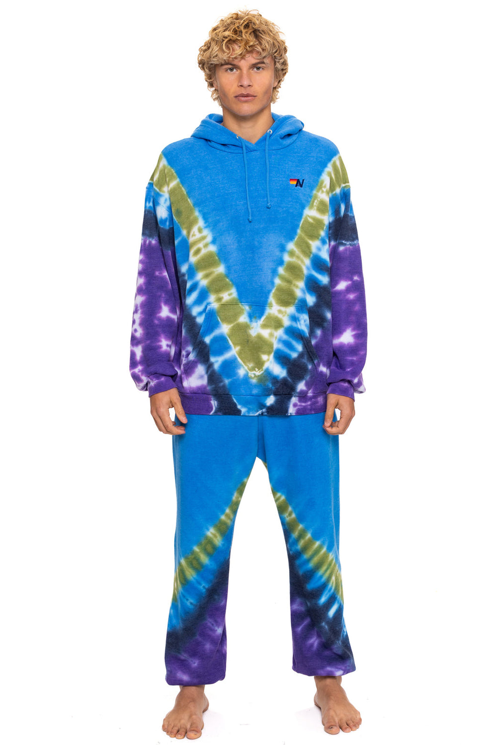 HAND DYED V SWEATPANTS - TIE DYE OCEAN // PURPLE