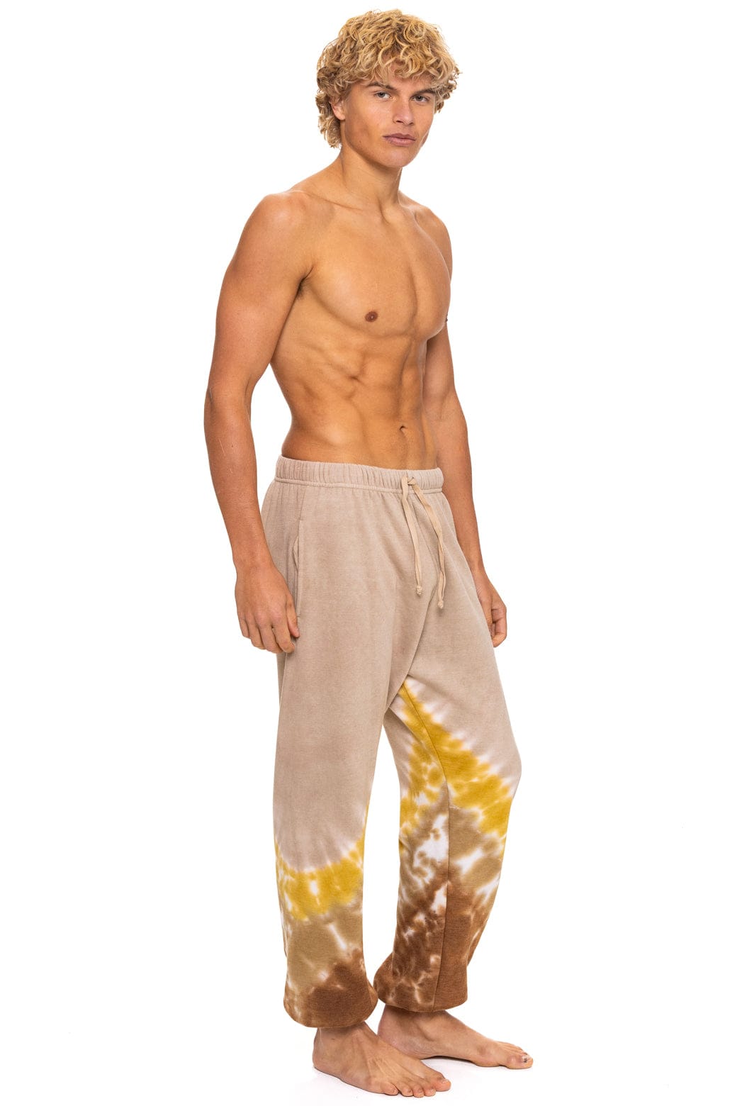 HAND DYED V SWEATPANTS - TIE DYE SAND // CINNAMON