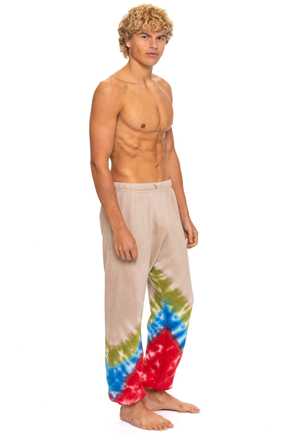 HAND DYED V SWEATPANTS - TIE DYE SAND // BLUE RED