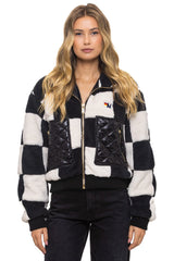 TEDDY CHECKERBOARD WOMENS FULL ZIP JACKET - VINTAGE // BLACK
