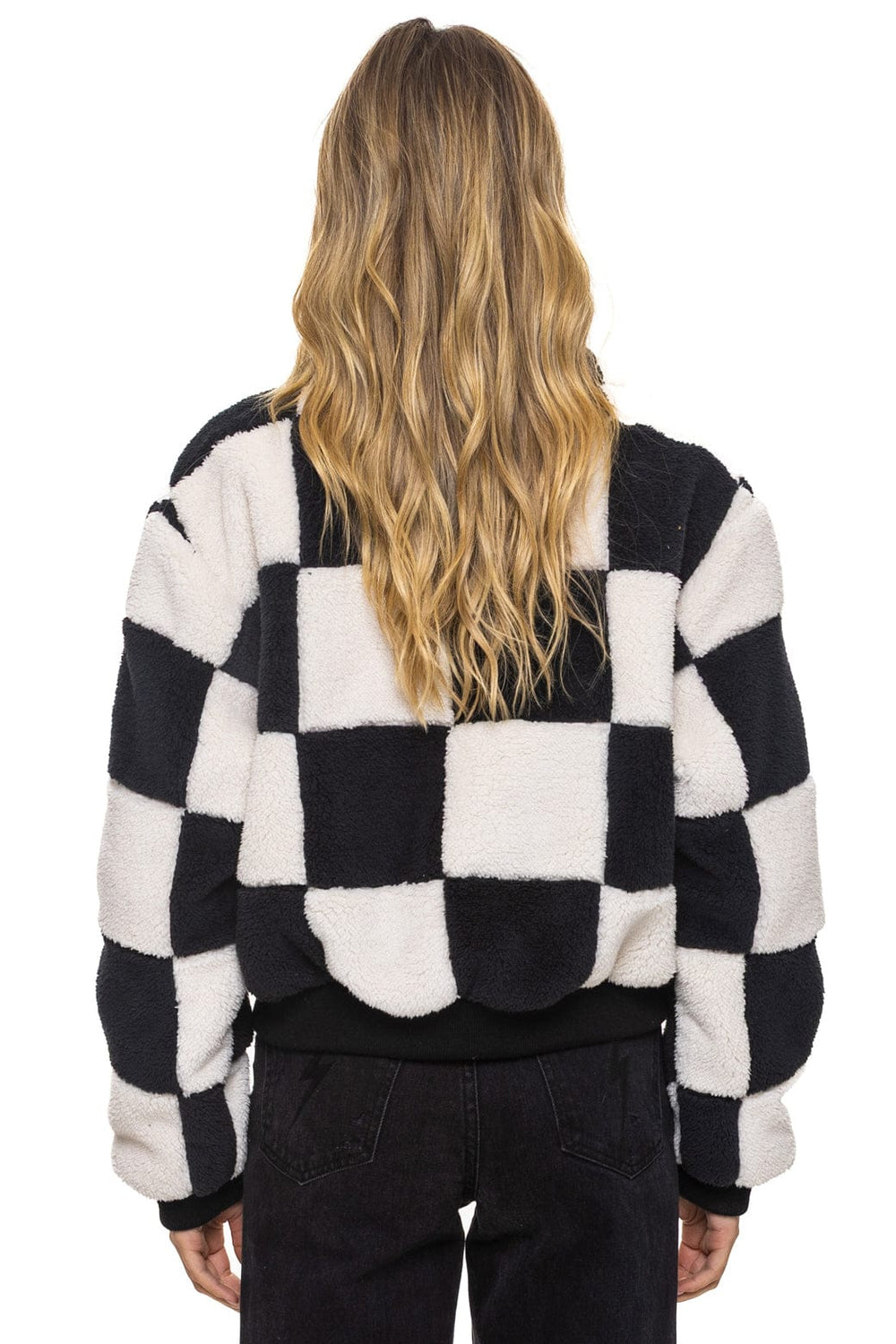 TEDDY CHECKERBOARD WOMENS FULL ZIP JACKET - VINTAGE // BLACK
