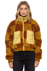 TEDDY CHECKERBOARD WOMENS FULL ZIP JACKET - HONEY // WHISKEY