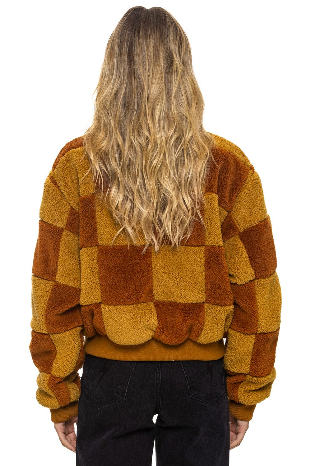 TEDDY CHECKERBOARD WOMENS FULL ZIP JACKET - HONEY // WHISKEY