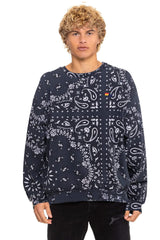 BANDANA RELAXED CREW SWEATSHIRT - CHARCOAL