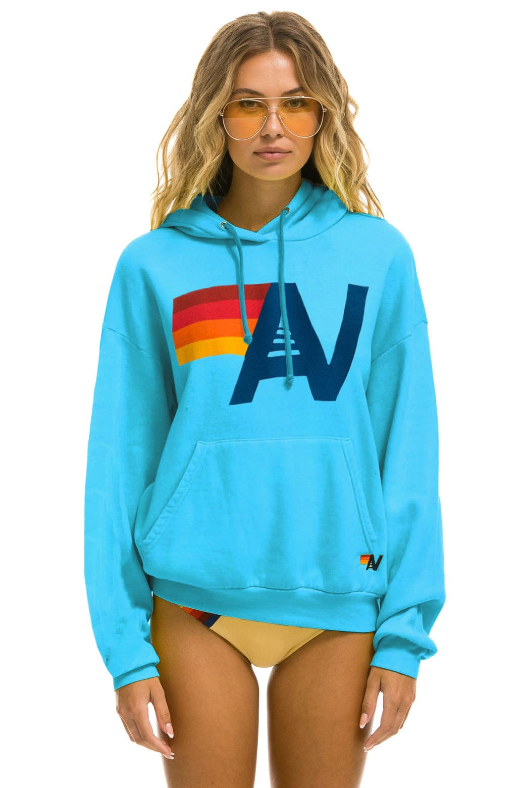 LOGO PULLOVER RELAXED HOODIE - NEON BLUE