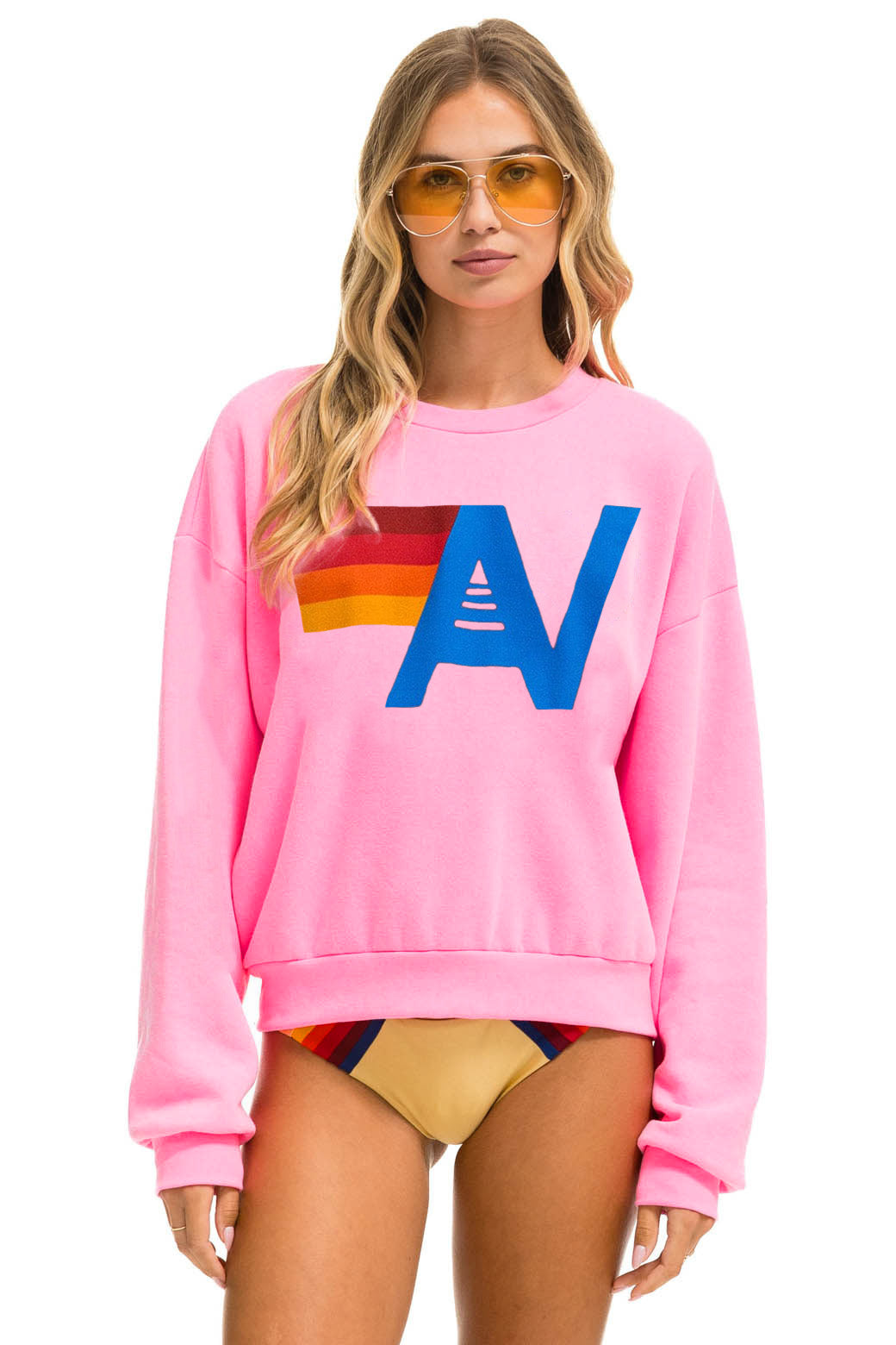 LOGO RELAXED CREW SWEATSHIRT - NEON PINK