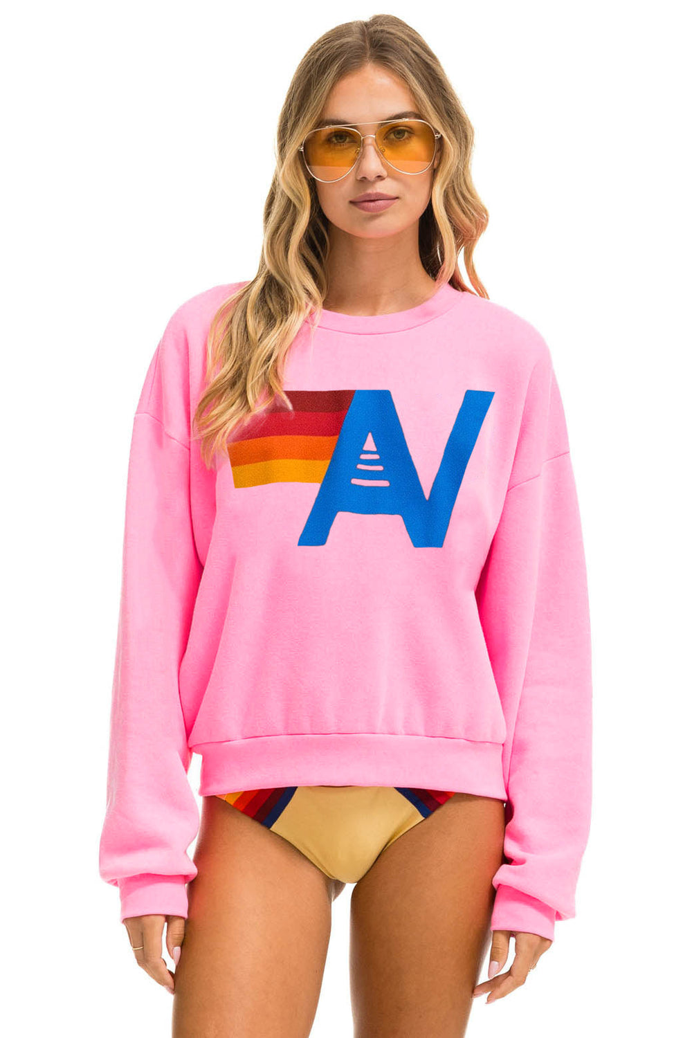 LOGO RELAXED CREW SWEATSHIRT - NEON PINK